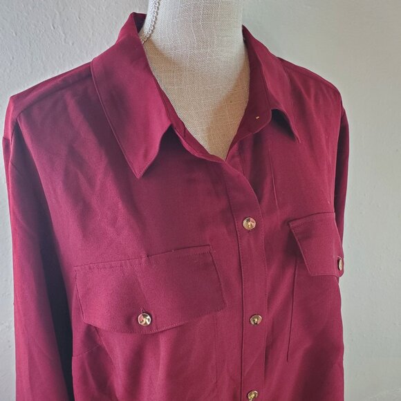 Charter Club Womens Red Collared Button-Front Shirt 3XL - Picture 3 of 7